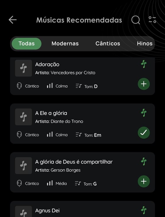 Lista de músicas recomendadas filtradas por tema